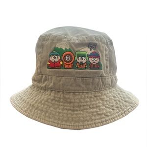 Vintage 1998 Comedy Central South Park Stan Kyle Kenny Cartman Beige Bucket Hat